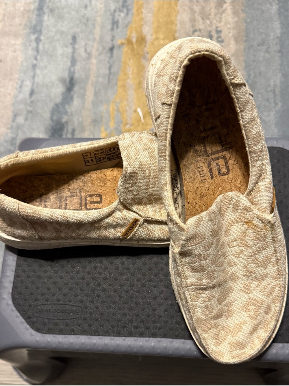 Hey Dude Women's Beige Patterned Slip-On Loafers